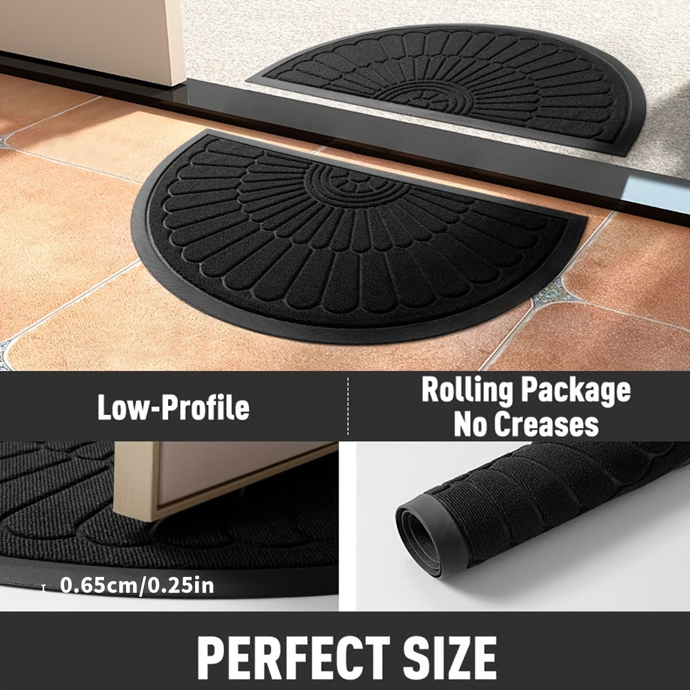 Door Mat Sustainable Rubber with Half-Round Design for Outdoor and Indoor