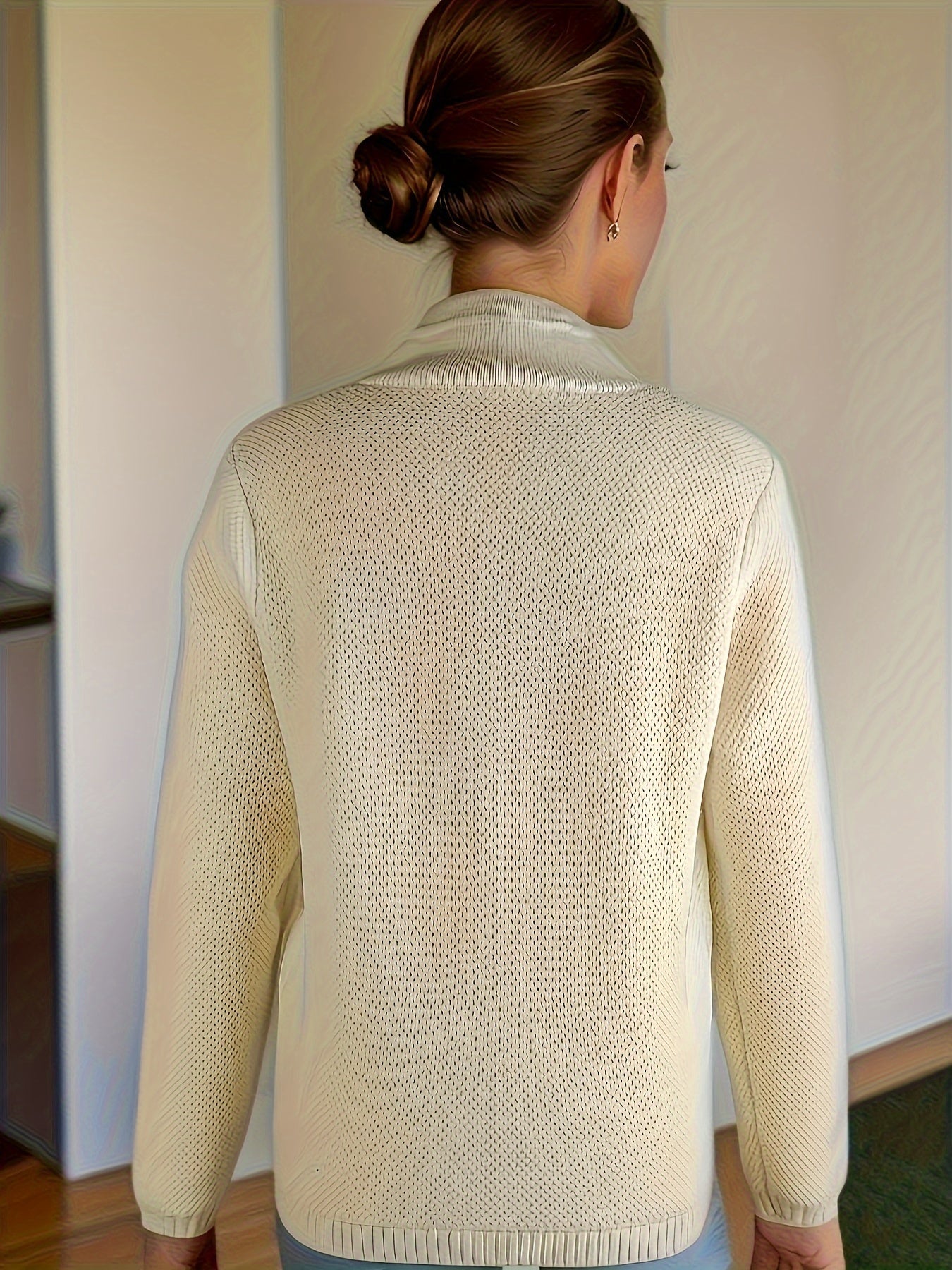 Ladies Knitted Sweater with High Neck for Comfortable and Timeless