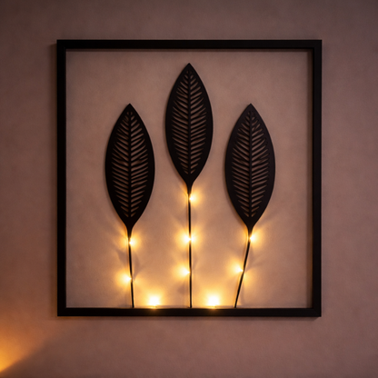 Light LED Wall Decoration Frames with Botanical Leaf Design and Warm