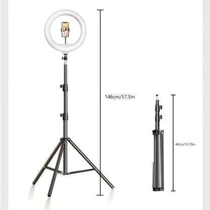 Holder LED Ring Light with Tripod and Phone for Perfect Selfies and Video Recordings