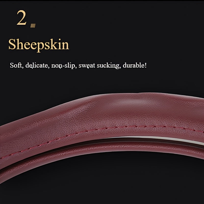 Cover with PU Leather Steering Wheel Non-Slip Grip for Comfort and Protection