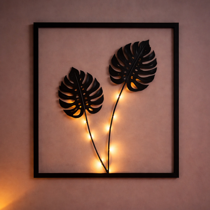 Light LED Wall Decoration Frames with Botanical Leaf Design and Warm