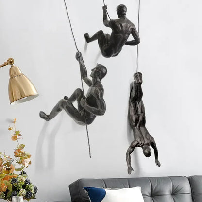 Set with Decorative Climbing Figures Wall Sculpture Design for Modern Wall Decoration
