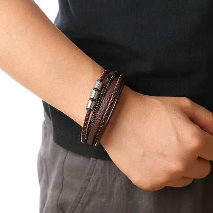 Bracelet Refined Woven Leather for the Stylish Man