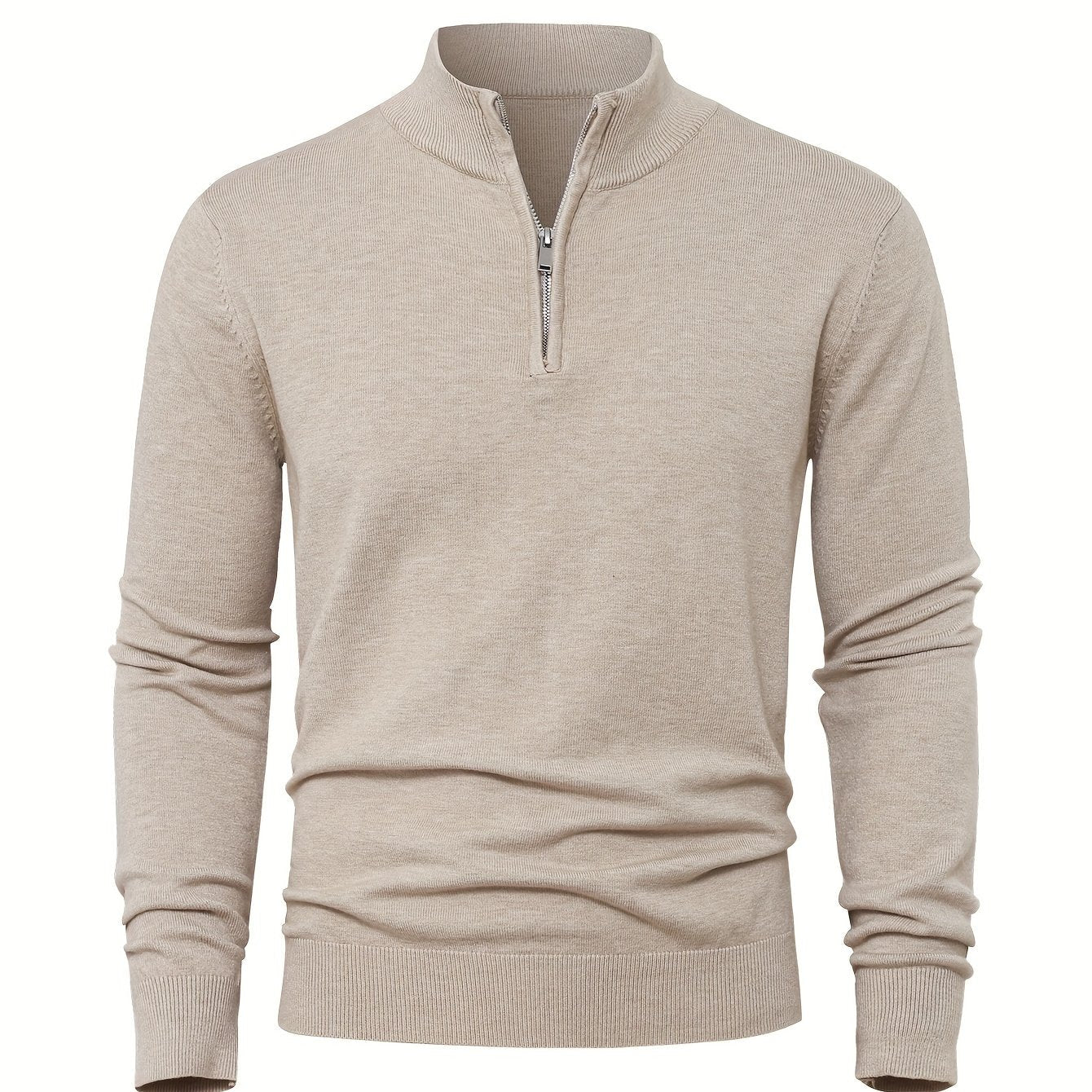 Men's Knitted Jumper with Half Zip with Warm High-Neck Style for Autumn and Winter