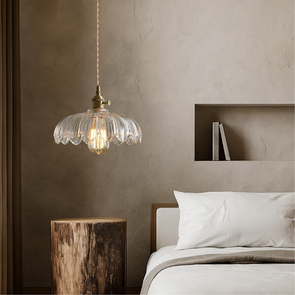 Glass Pendant Lamp in Flower Shape with Decorative and Atmospheric Design