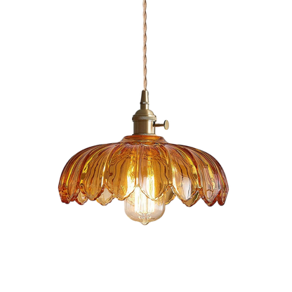 Glass Pendant Lamp in Flower Shape with Decorative and Atmospheric Design