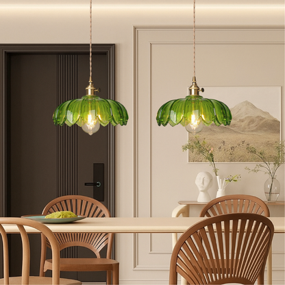 Glass Pendant Lamp in Flower Shape with Decorative and Atmospheric Design