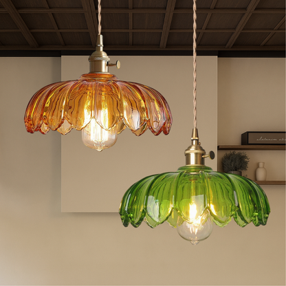Glass Pendant Lamp in Flower Shape with Decorative and Atmospheric Design
