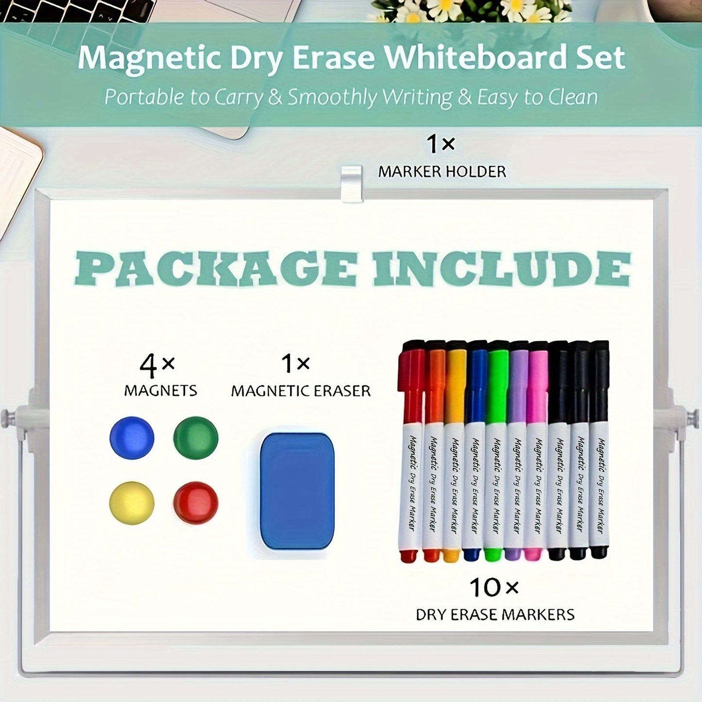 Magniboard Magnetic Whiteboard for Portable and Double-Sided with Stand