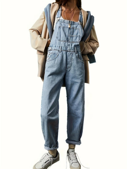 Ladies Denim Dungarees for Casual Overall with Loose Fit
