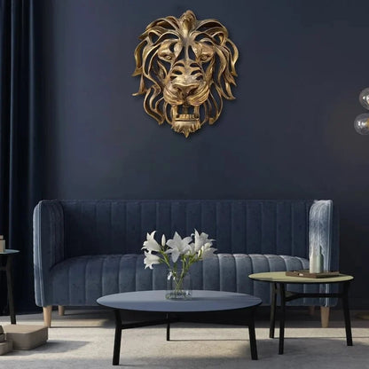 Metal Lion Head Wall Decoration for Elegant and Strong