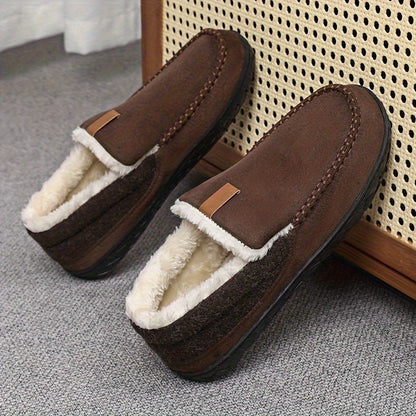 Warm Slippers for Men with Sheepskin Lining and Non-Slip Sole
