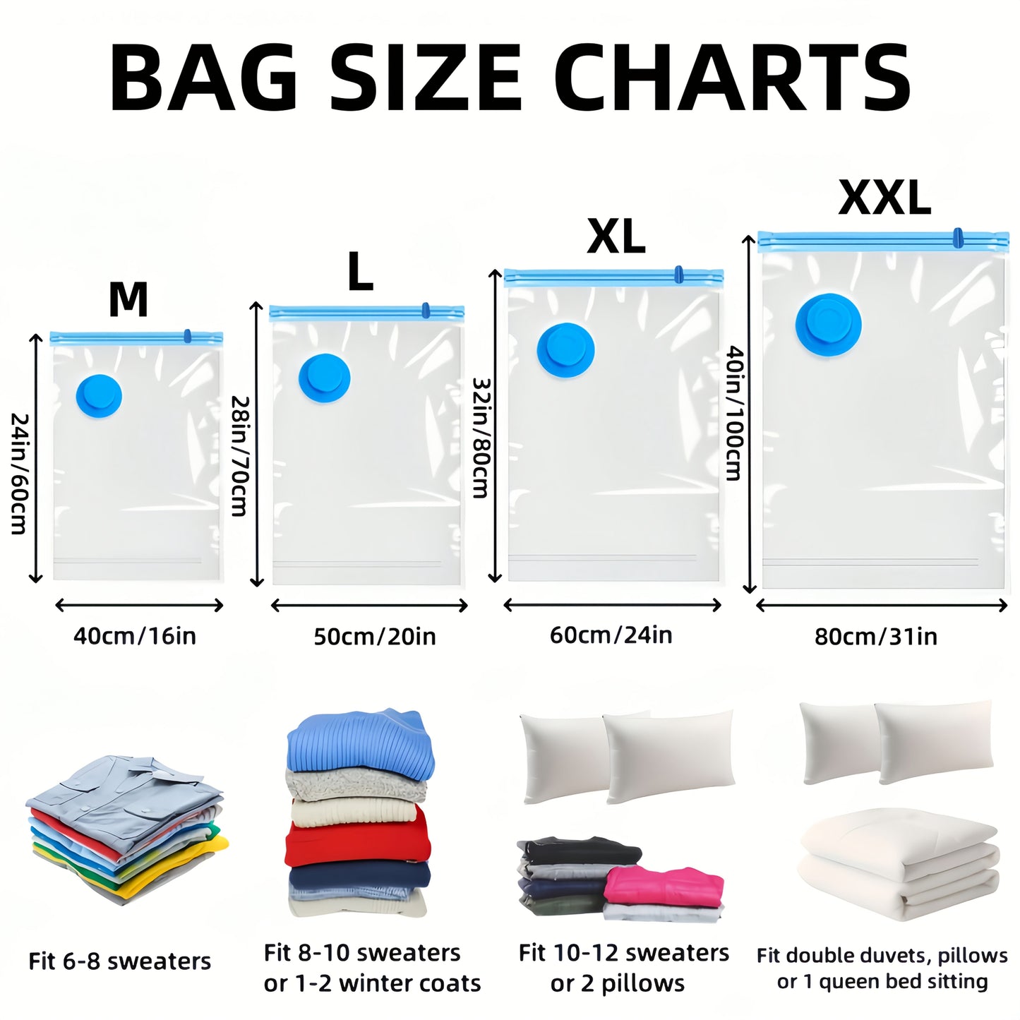 Bags Set of Extra Large Vacuum Storage for Reusable, Waterproof, and Space-Saving
