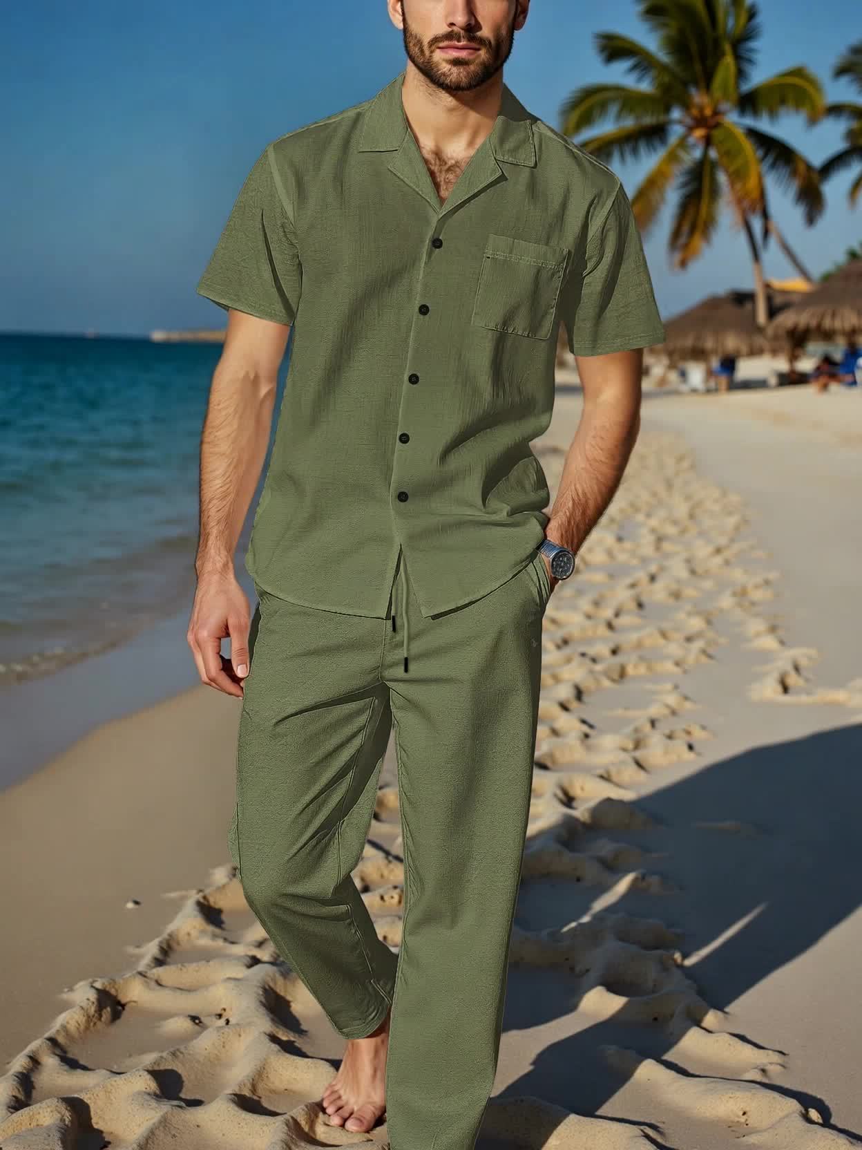 Set Breezewear Men's Linen for Airy and Stylish for Summer