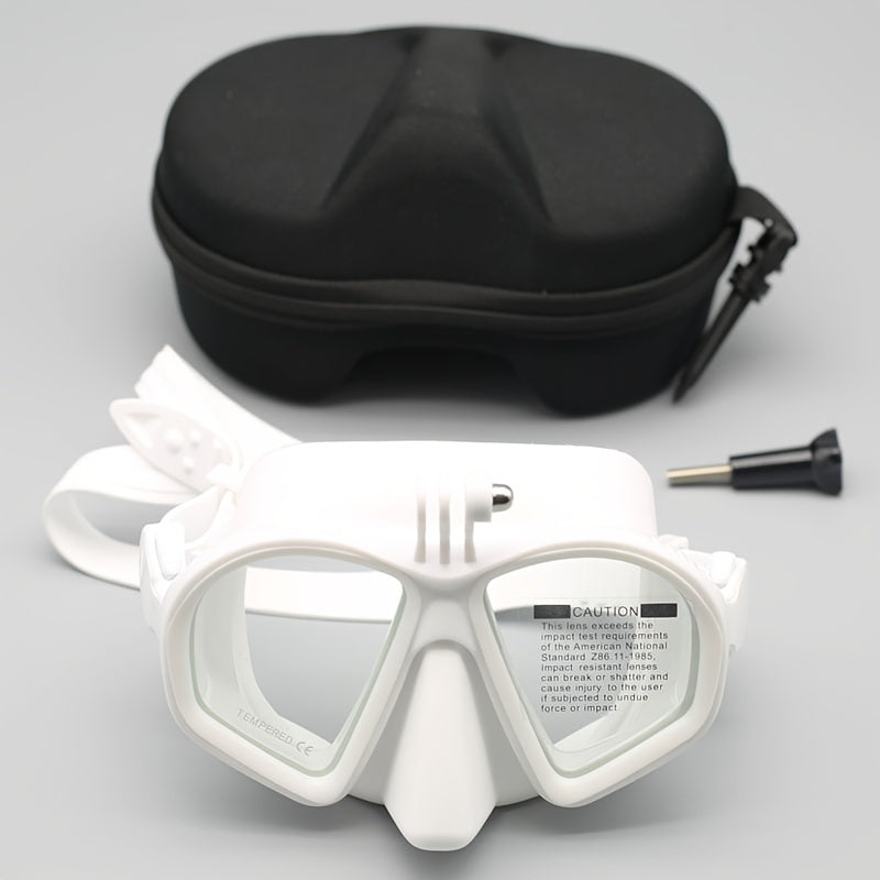 Case Tempered Diving Mask with Storage for Dive Goggles with Anti-Fog and Camera Mount
