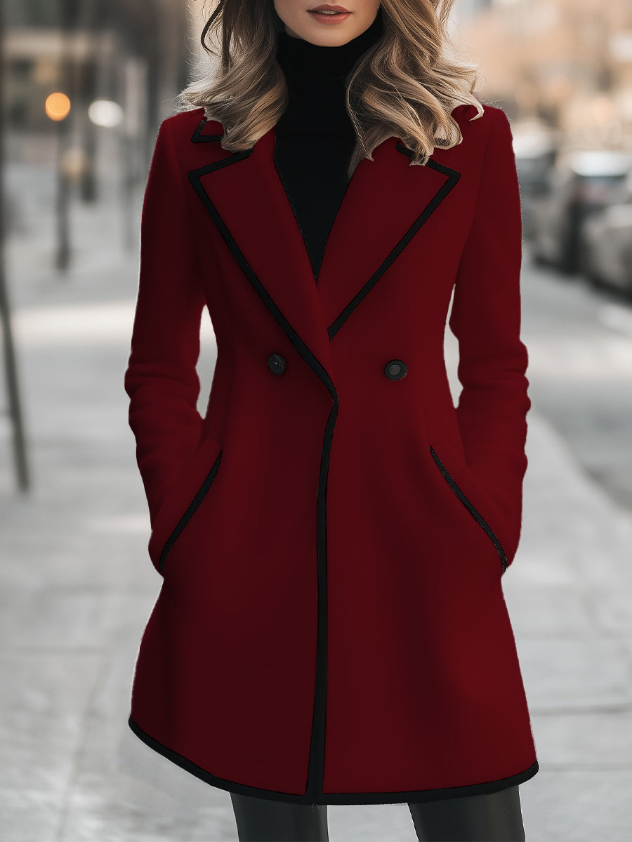 Refined Ladies' Coat with Contrasting Finishing for Elegant and Timeless