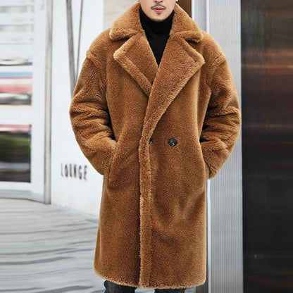 Men's Winter Coat with Teddy Texture and Double Button Closure for Warm, and Timeless