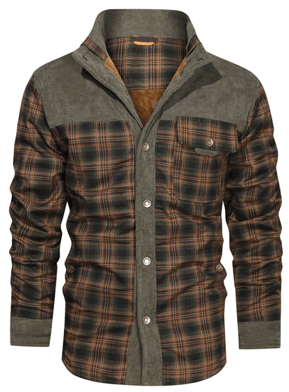 Robust Men's Flannel Coat with Faux Fur Lining for Warm, Durable and Protective