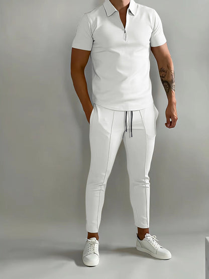 Set with Men's Summer Polo and Jogging Trousers in Polyester