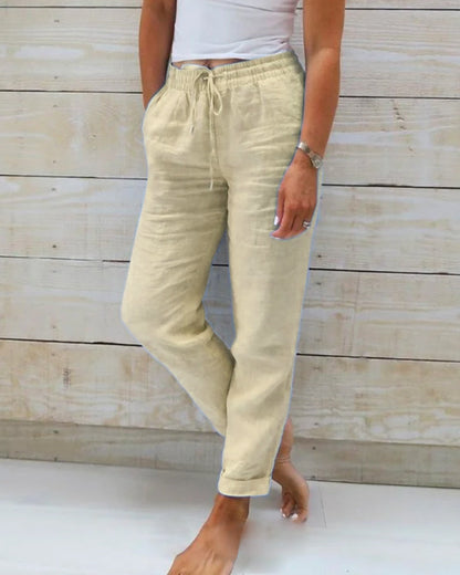 Linen Pants Women with Elastic Waist and Comfortable Fit