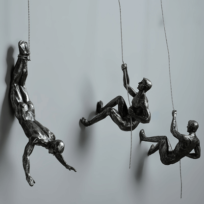 Set with Decorative Climbing Figures Wall Sculpture Design for Modern Wall Decoration