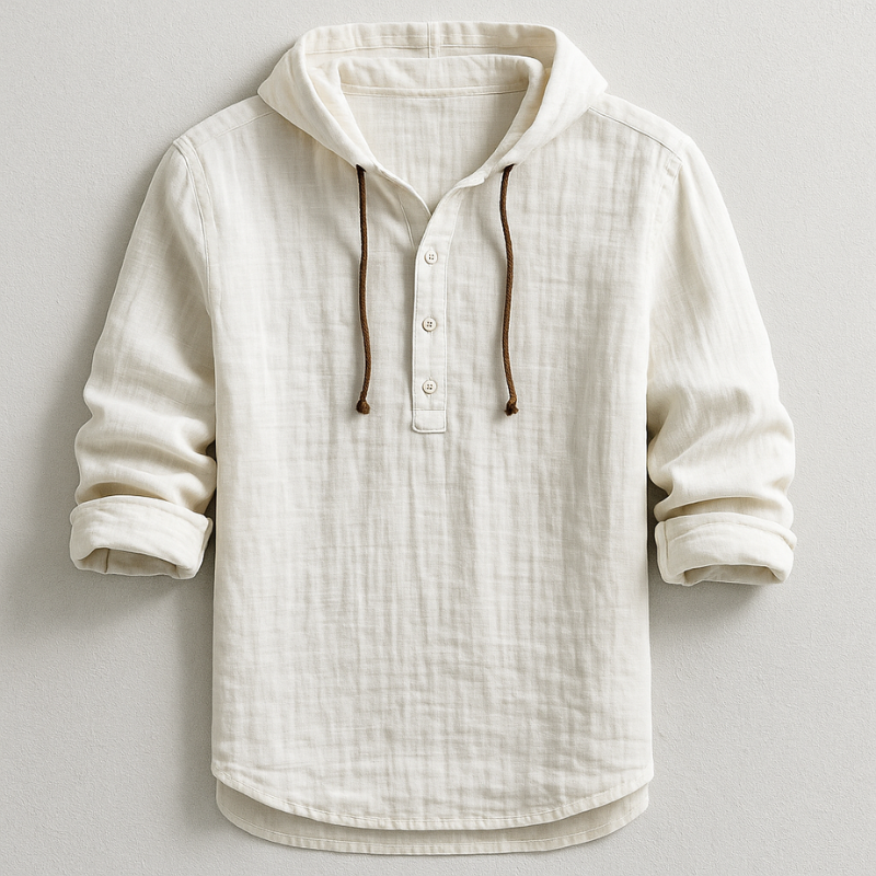 Men's Linen Shirt with Hood for Breezy Comfort and Casual Style