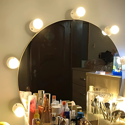 Mirror with Dimmable LED Lighting with Light Balls and Adjustable Make-Up Lighting
