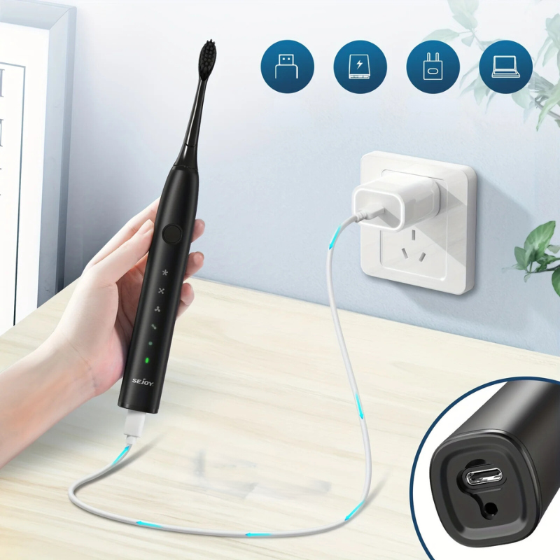 Rechargeable Sonic Toothbrush with Multiple Brushing Modes and USB Charging