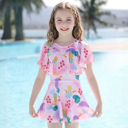 Set with Girls' Swim Design for Beach and Pool with Skirt and Comfortable Fit