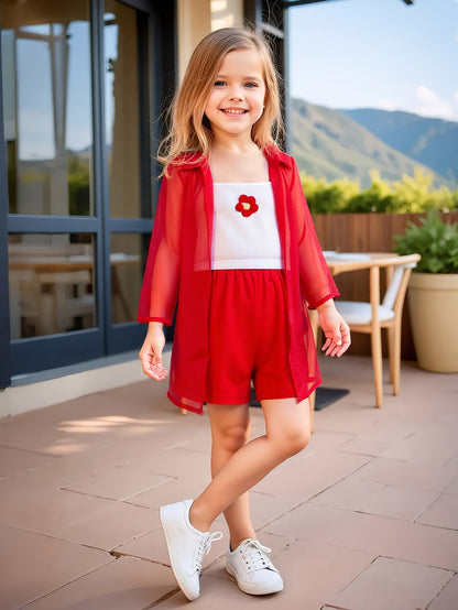 Set with Lightweight Girls' Summer Blouse and Shorts