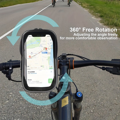 Holder Waterproof Bicycle and Motorcycle Phone for Handlebar Bag with 360° Rotation Option