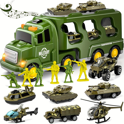 Toy with Armyforce 14-in-1 Military Set for Truck with Tanks, Soldiers, and Sound Effects