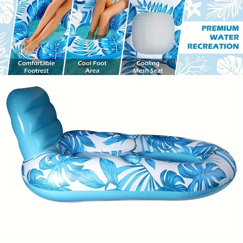 Holders with Inflatable Pool Lounge with Backrest and Cup Design for Relaxed Floating