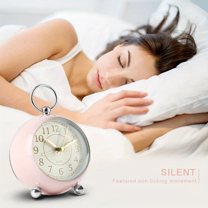 Night Light Vintage Analogue Alarm Clock with for Quiet and Clearly Readable