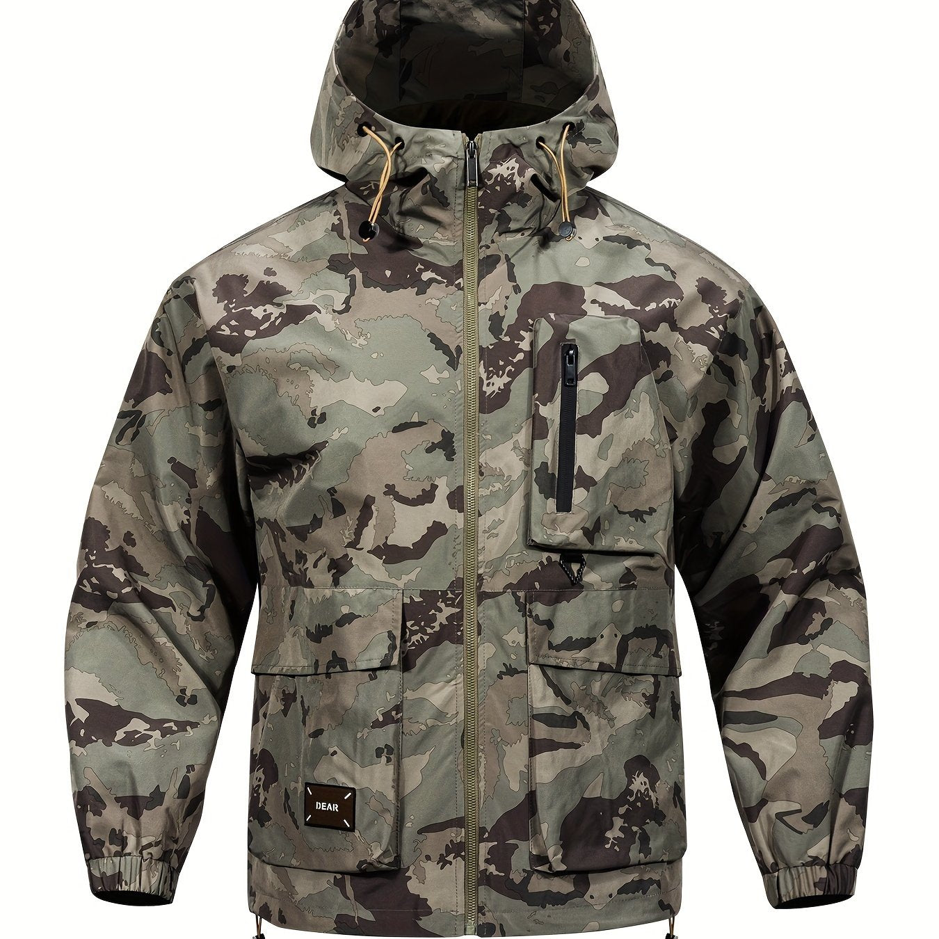 Men's Jacket with Camouflage Pattern and Hood for Casual and Comfortable