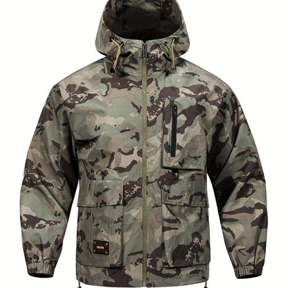 Men's Jacket with Camouflage Pattern and Hood for Casual and Comfortable