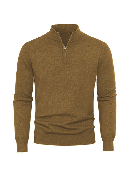 Men's Knitted Jumper with Half Zip with Warm High-Neck Style for Autumn and Winter