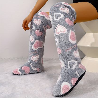 Soft Ladies Slippers with Heart Pattern for Comfortable and Quiet