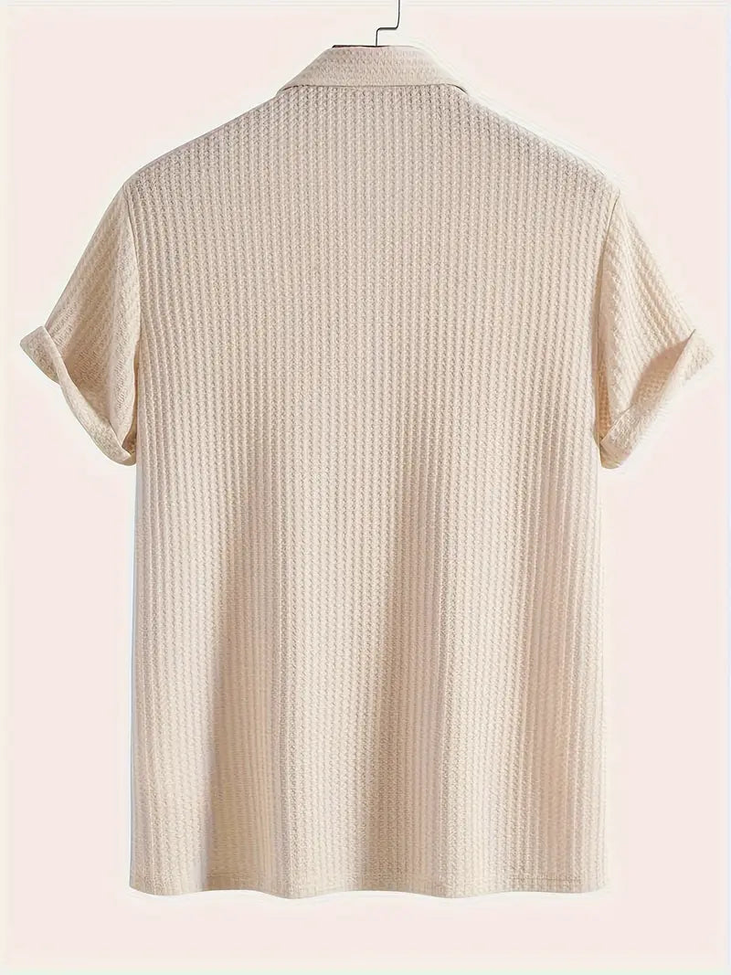 Casual Men's Polo with Ribbed Pattern and Breathable Comfort for Summer