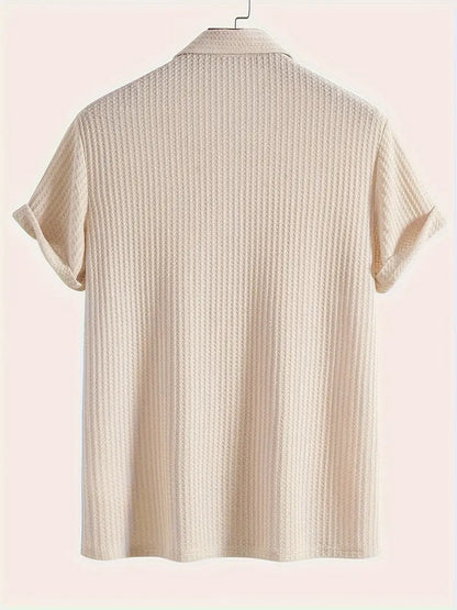 Casual Men's Polo with Ribbed Pattern and Breathable Comfort for Summer