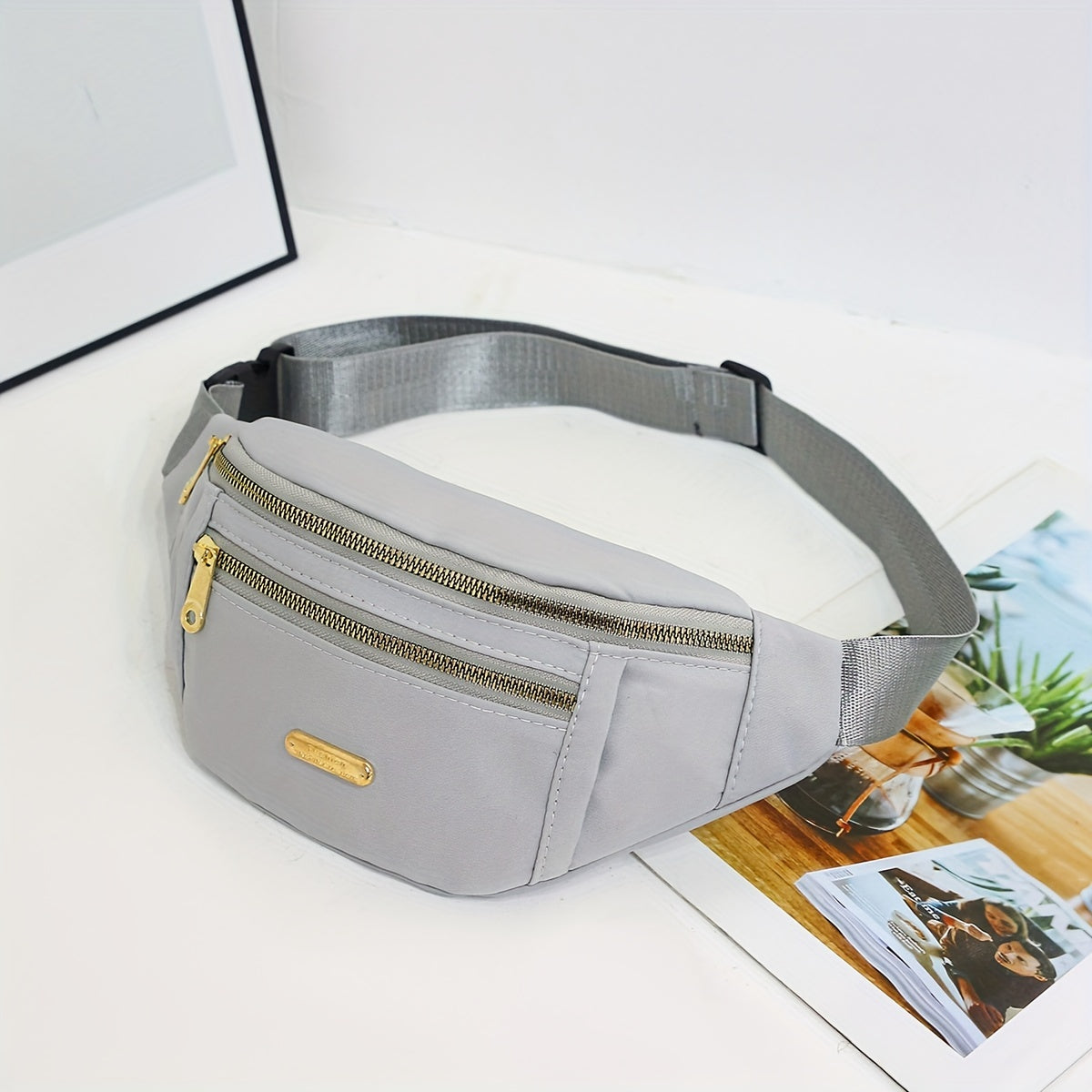 Bag with Lightweight Bum Design for Women with Multiple Zipper Pockets and Adjustable Strap