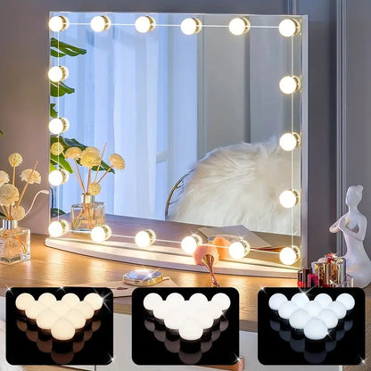Mirror with Dimmable LED Lighting with Light Balls and Adjustable Make-Up Lighting