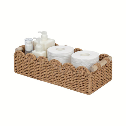 Storage Basket with Boho Woven Fan Edge for Decorative and Practical for Any Interior