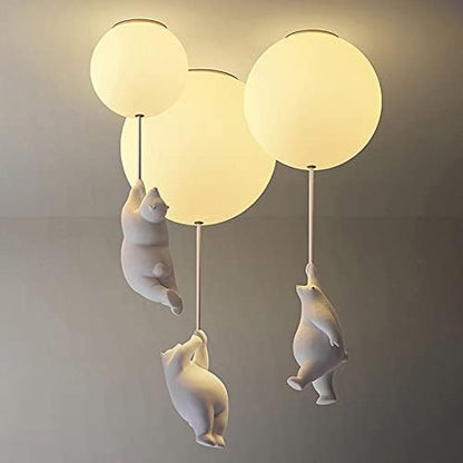 Light with Playful Ceiling Bears and Balloon Lights for Children's Room