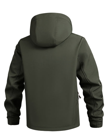 Men's Outdoor Softshell Jacket with Hood for Quick-Drying and Windproof