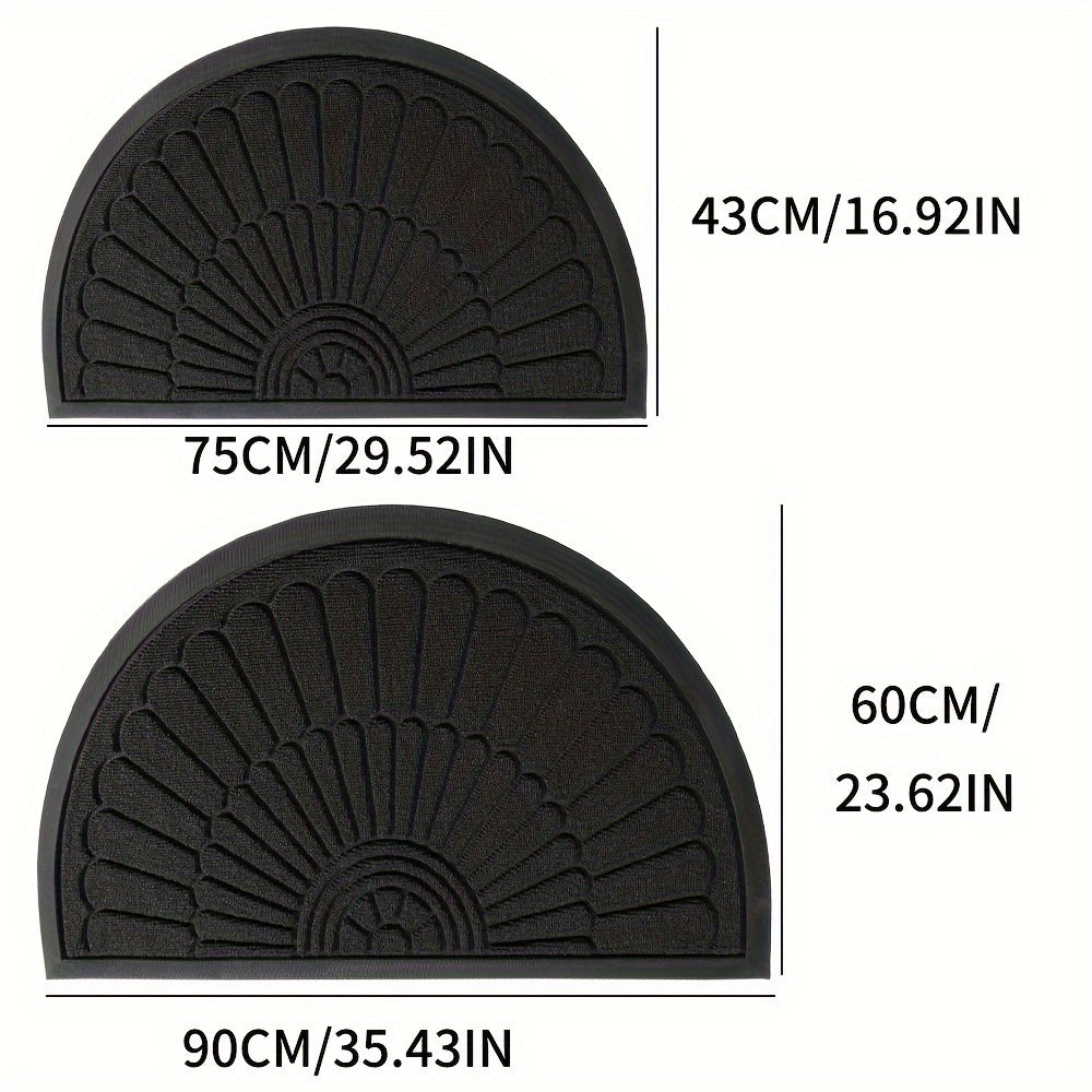 Door Mat Sustainable Rubber with Half-Round Design for Outdoor and Indoor