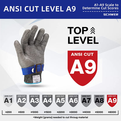 Glove with Cut-Resistant Stainless Steel Design for Kitchen Meat Processing and Oysters
