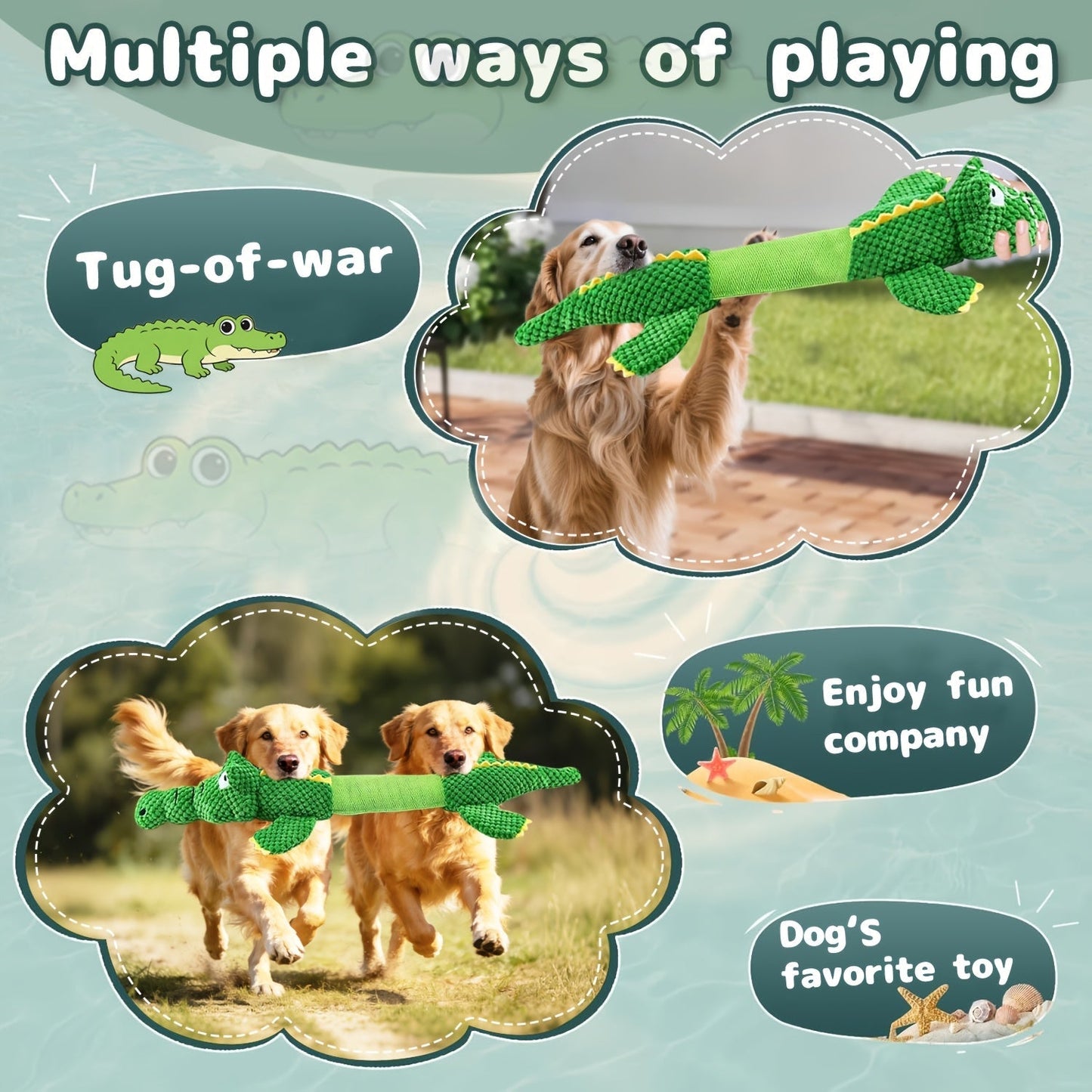 Toy with Sturdy Crocodile Dog Squeaker for Tug-of-War and Interactive Play