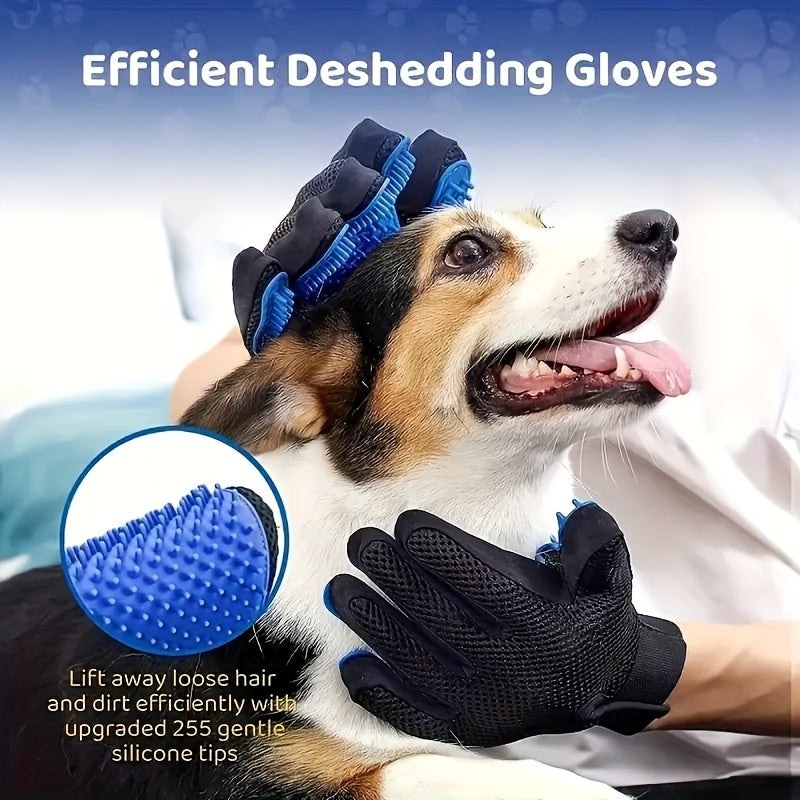 Glove with Grooming Design for Dogs and Cats for Silicone De-Shedding and Massaging